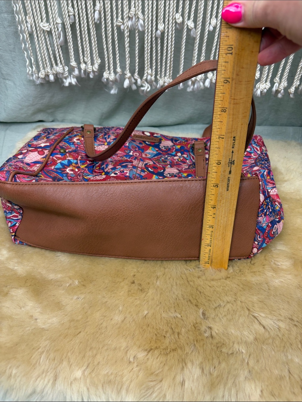 Sakroots Artist Circle Metro Tote with Red & Blue Floral and Paisley Pattern - Picture 8 of 10